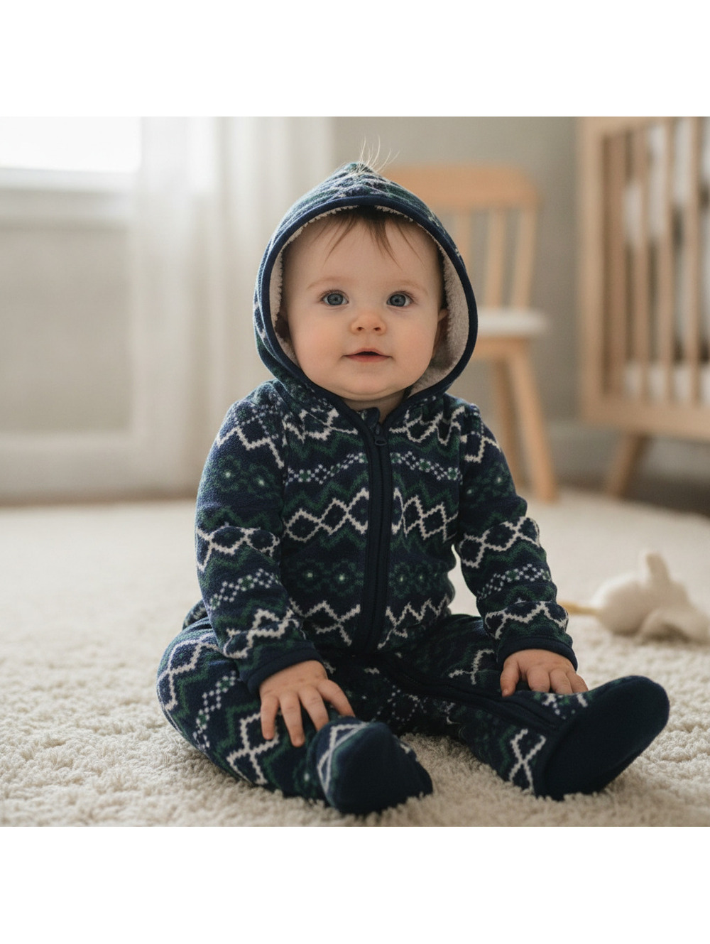 Carter's Baby 6M Hooded Fleece hooded one piece with Zipper